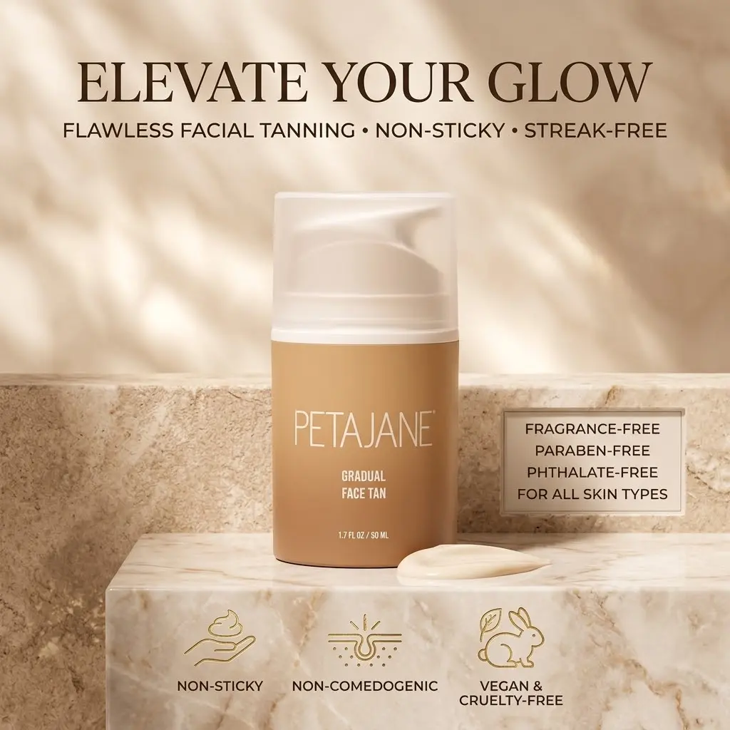 Gradual Face Tan - Non-Sticky, Streak-Free, Paraben & Phthalate Free, Fragrance Free, Non Comedogenic, Cruelty-Free & Vegan Sunless Tanner Tanning Cream For All Skin Types