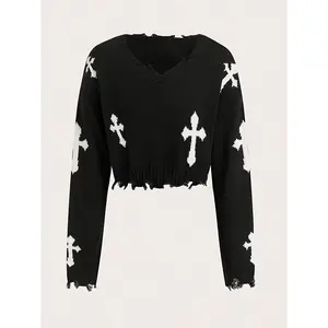 Women's Halloween Cross Pattern Pullover