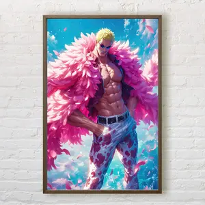 Doflamingo Art Wall Decor, One Piece Poster Anime Print, Manga Home Decor