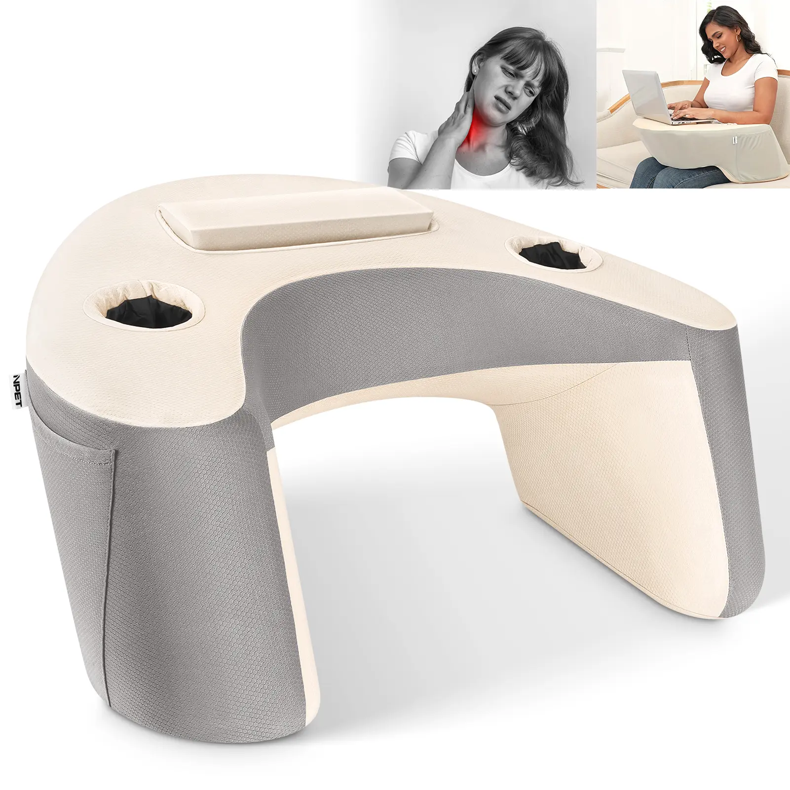 Breathable, Cozy, Cushioning Reading Pillow with Armrests & Side Pockets - Supportive Backrest Cushion for Teens, Ideal for Reading, Gaming, Bed/Sofa/Floor Use, Perfect Gift for Book Lovers, Breathable Reading Pillows, Cozy Reading Pillows