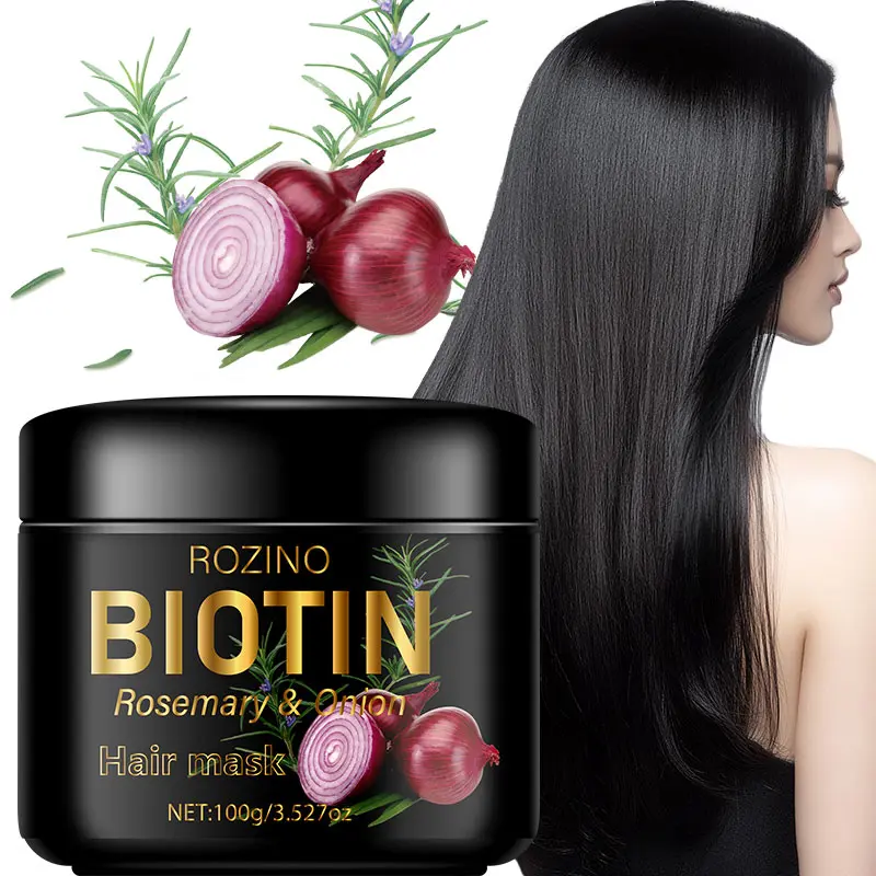 Rozino Biotin Rosemary Onion Hair Mask 100g, Strengthen Roots, Repair Dry Damaged Hair, Control Oil, Moisturize, Nourishes Hair, Nourishing, Smooth Silky Finish, Soft Silky Hair, Suitable for All Hair Types