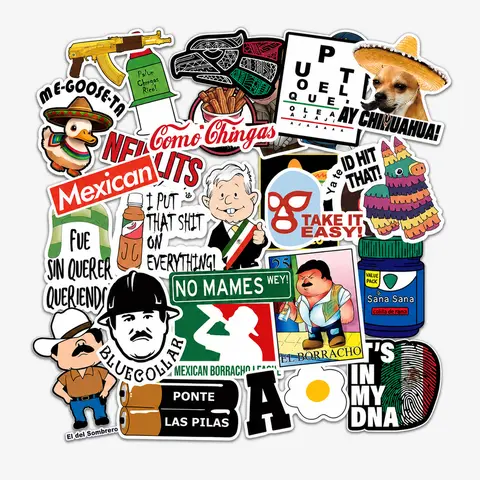 30pcs Mexican Humor Spanish Waterproof Cartoon Meme Vinyl Decals Pack - Funny Stickers for Laptop, Water Bottle, Car Bumper (Home Decor Decorative Car Stickers)