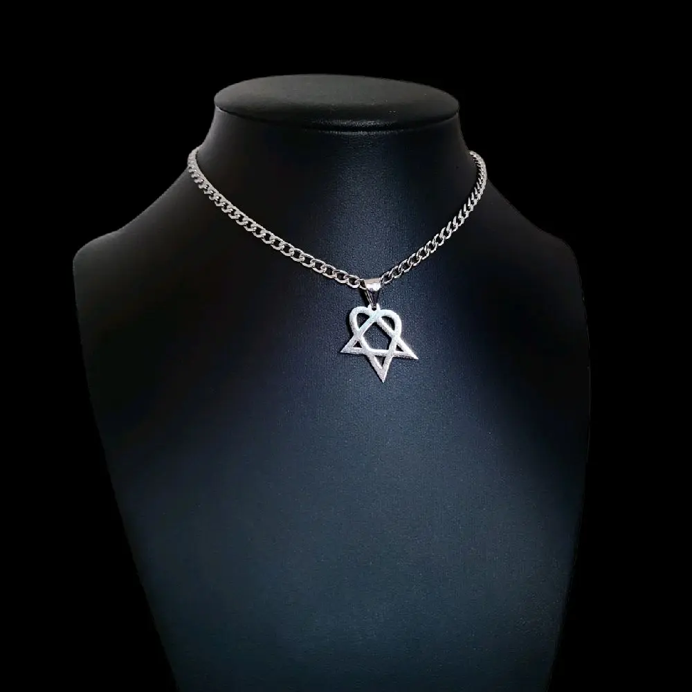 Silver Heartagram Choker - Stainless Steel (Handmade) Silver Heartagram Choker - Stainless Steel (Handmade)
