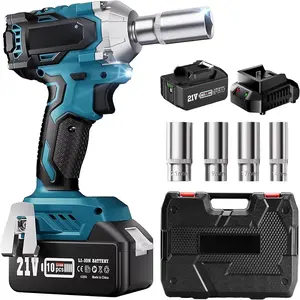 3/8" Cordless  Wrench, Power   w/Max Torque 330Ft-lbs(450N.m), 4.0Ah Rechargable  & 4 Sockets, Compact Power  Wrench for Lightduty Work  ,WH450