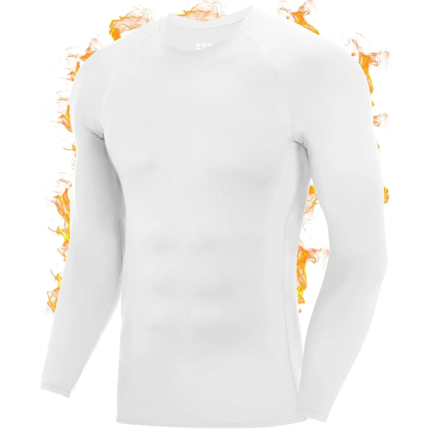 Men's Thermal Compression Shirt, Stylish Fleece-Lined Longsleeve Base Layer with Crew Neck - Breathable for Gym & Sports Workouts
