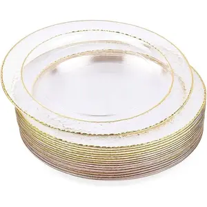 60-Piece Transparent Plates with Edges, Reusable Heat Resistant Dinnerware, Perfect for Weddings Parties Holidays