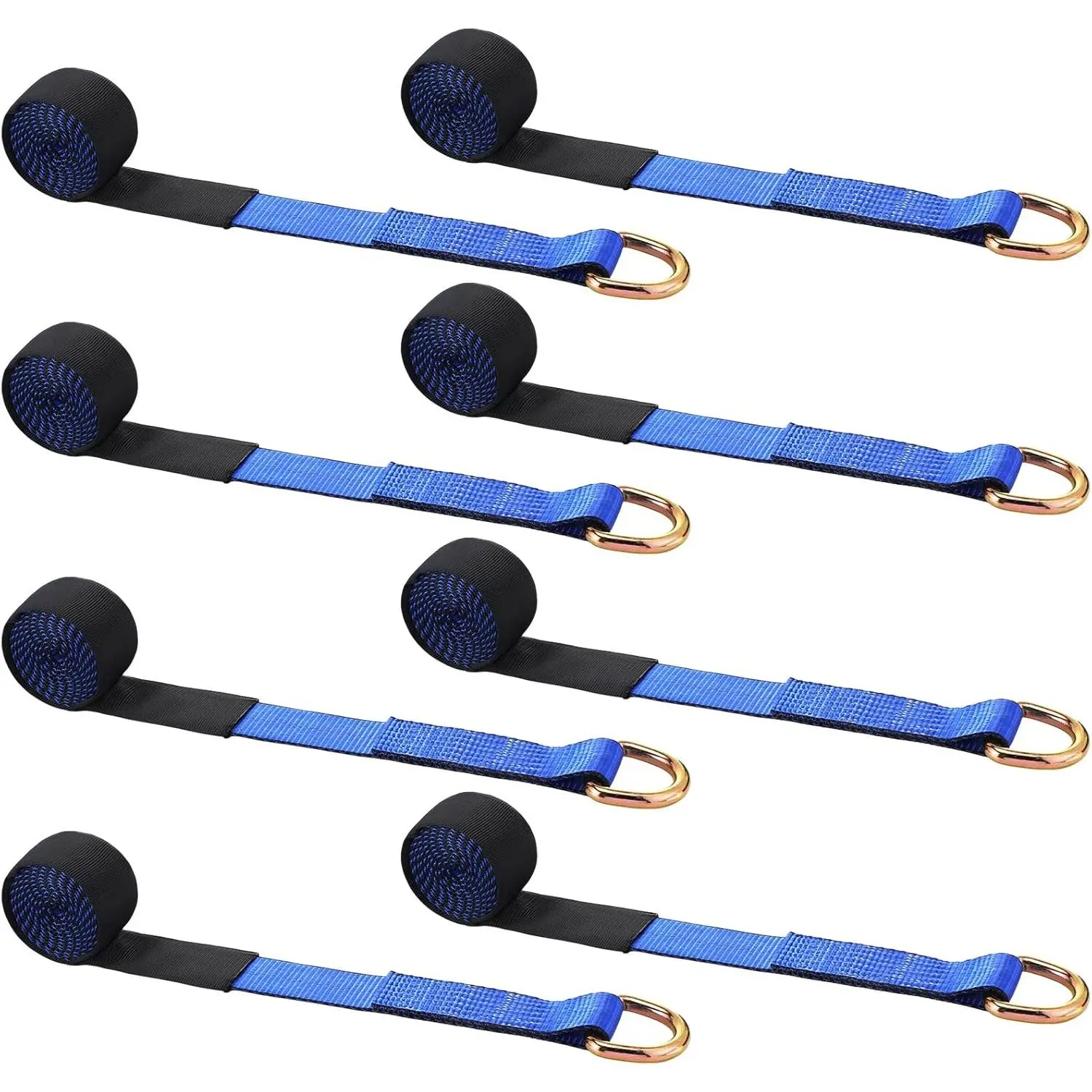 8 Pack Lasso Tow  Straps with D Ring 11, 000 Lbs Break Strength D Ring Auto Tie Down Wheel Lift Trailer Strap for Hauling Utv SUV Wrecker Rollback (2" X 8ft,Blue)