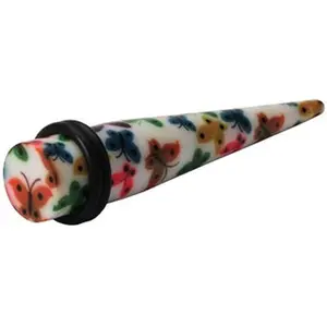 00 Gauge Colorful Butterfly Straight Ear Taper