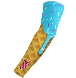 Baseball Sports Compression Arm Sleeve Pink Ribbon Cancer Awareness Blue Ice Cream Cone Drip