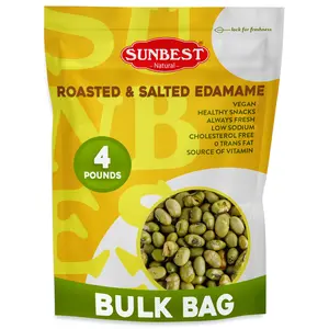 Sunbest Natural Edamame Beans, 4 Pound BULK BAG – Salted & Dry Roasted – Plant-Based Healthy Snack for Adults & Kids – Low Carb, Keto, Vegan & Gluten-Free (64 oz)