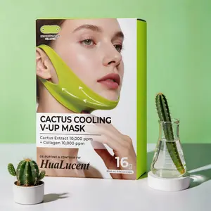 Cactus Cooling V-Shape Lifting Mask, 4 Pcs, Chin Lift, Face Slimming, Tightening Ear Strap, V-Face Band, Beauty Treatment