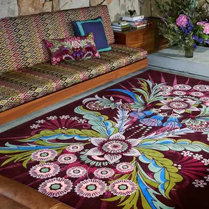 Vintage Floral Print Rug, 1 Count Non-slip Soft Floor Mat, Rectangle Home Decor Carpet for Living Room Bedroom Hotel