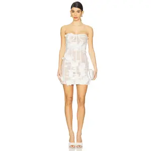 Bronx and Banco Anastasia Floral Strapless Mini Dress in White