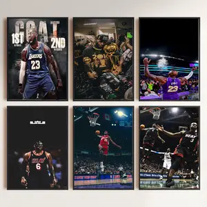 James Poster Set - LeBron Posters for Walls, Lakers Bedroom Wall Decor, Basketball Room Decor for Boys, Gifts for Lakers Fan, Basketball Artwork - Unframed Set