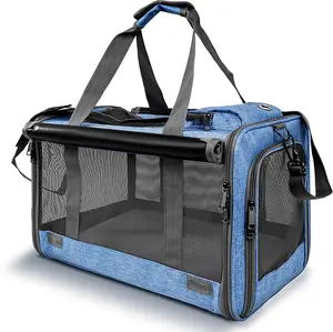 Pet Carrier for Large and Medium Cats,20 lbs Lightproof Soft Sided Pet Carrier for Large Cat & Small Dog Airline Approved Travel Bag Puppy Carriers Foldable Portable for Outdoor Car Pink Or Blue