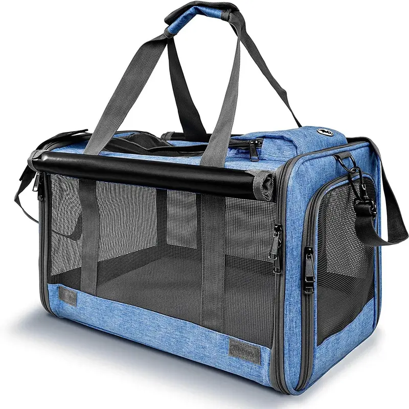 Pet Carrier for Large and Medium Cats,20 lbs Lightproof Soft Sided Pet Carrier for Large Cat & Small Dog Airline Approved Travel Bag Puppy Carriers Foldable Portable for Outdoor Car Pink Or Blue