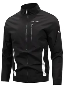 Men's Classic Racing Jacket, Vintage Car Design, Casual Letter Print Patchwork, All-Season Versatile Outerwear