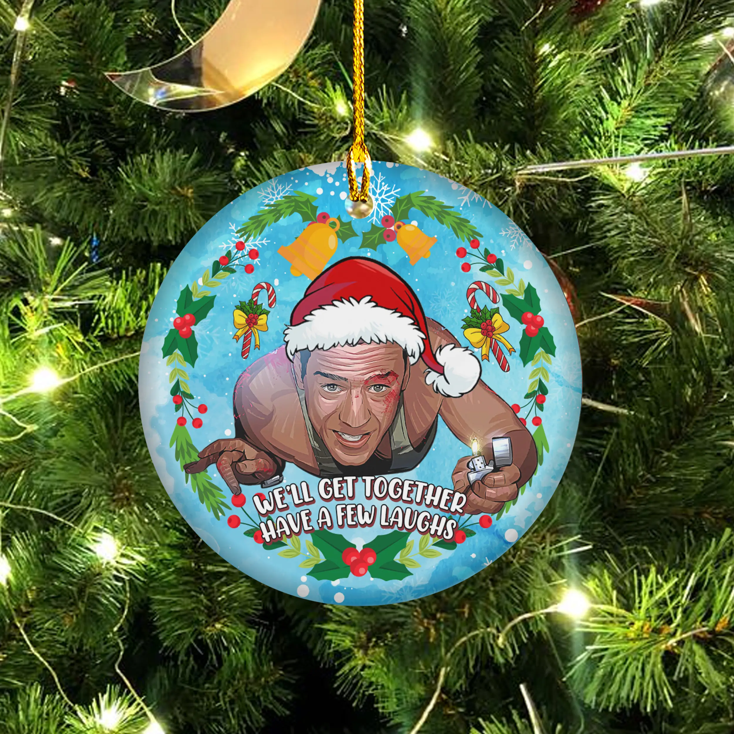 John Mcclane Christmas Ornament, Die Hard Ornament, We'll Get Together Have A Few Laughs, Retro 90s Christmas Movie, Party Supplies, Home Decor, Xmas Tree Decor
