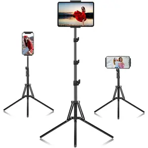 Ipad Tripod Stand, with 65 inch Height Adjustable iPad Stand Holder & iPad Floor Stand with 360? Rotating iPad Tripod Mount for iPad Pro, , Kindle, and All 4.5-12.9 Inch Tablets