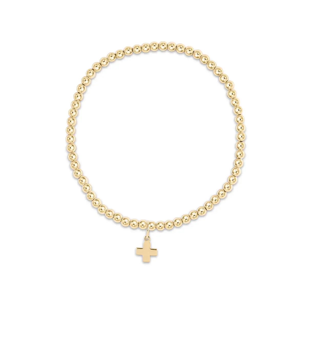 E Newton Classic Gold 3mm Signature Cross Gold Charm Bracelet