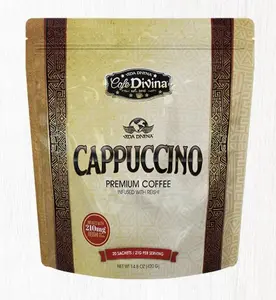Cappuccino Premium Coffee Infundido infused with Reishi 210 mg, 20 Sachets per Pack - Organic Natural