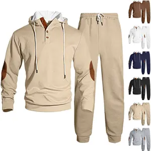 Men Hooded Sweatshirt and Jogger Pants 2 Piece Set Jacquard Textured Streetwear Tracksuit Pullover Hoodie Drawstring Waist Tapered Cuff Joggers Casual Daily Outfit Travel Gym