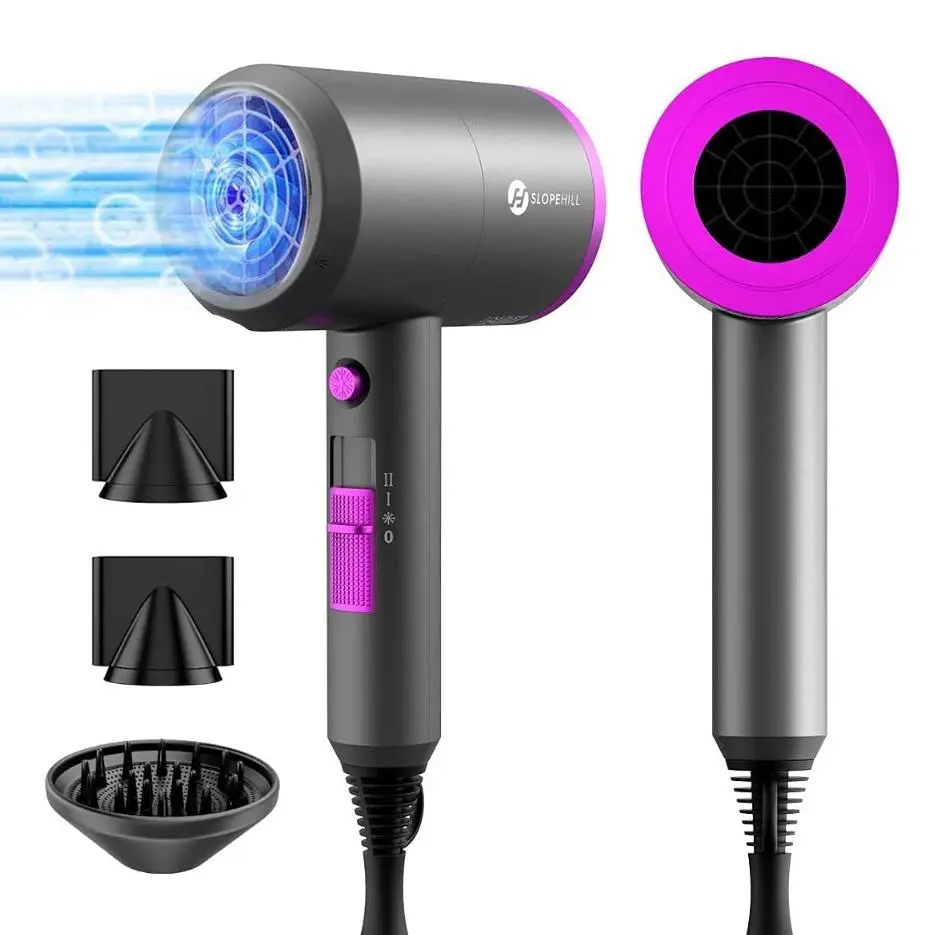 Slopehill Professional Ionic Hair Dryer - 1800W Powerful Blow Dryer, Multifunctional Personal Care Appliance, Fast Drying, Low Noise, with 2 Concentrator Nozzles & 1 Diffuser for Salon-Quality Results, Ideal Holiday Gift, Multifunctional Hair Dryer,summer