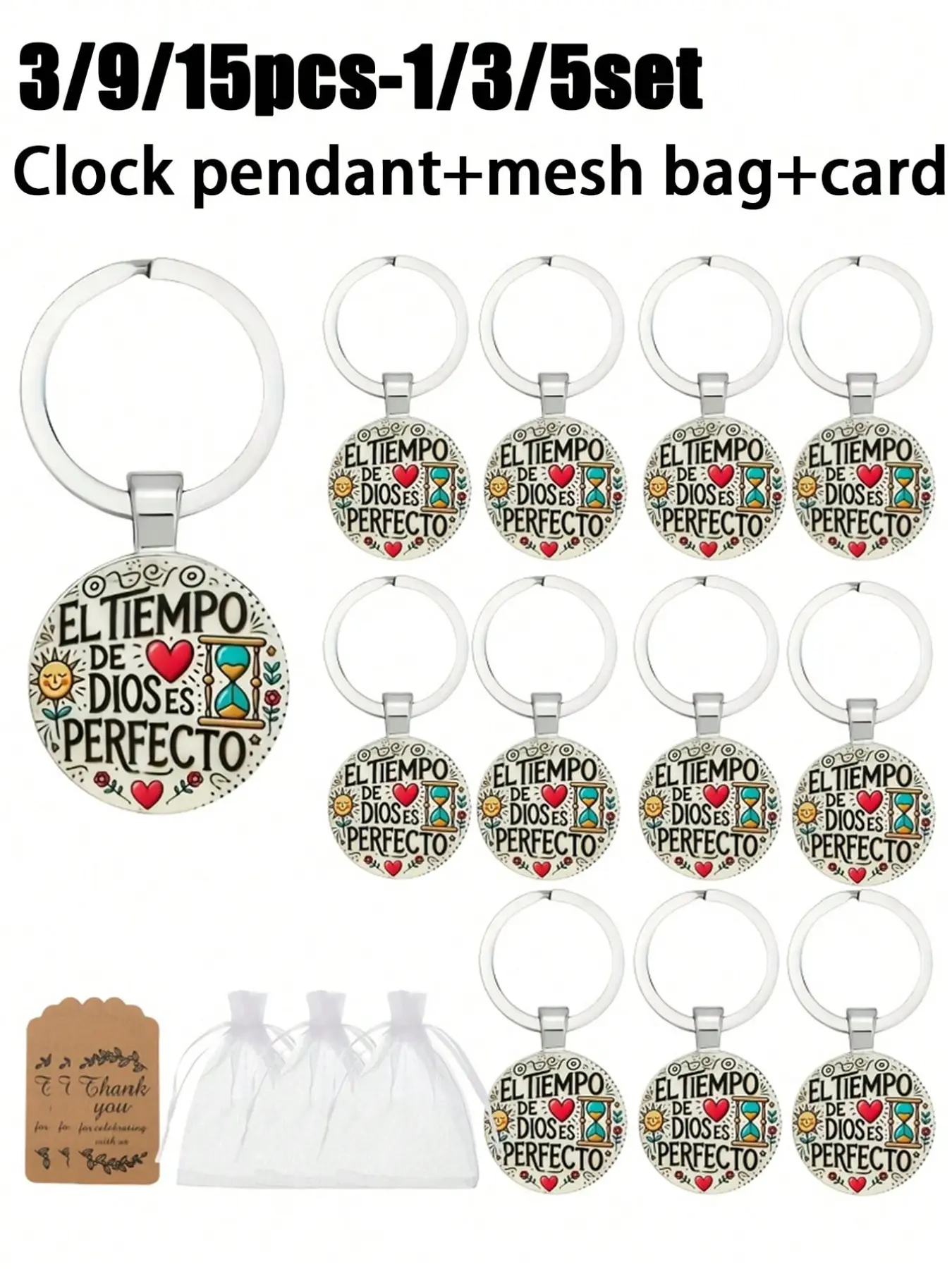 Sacred Time Clock Pendant Keychain, Fashionable Accessory for Bags, Cars, Home Decor, Ideal Gift for Anniversaries and Holidays