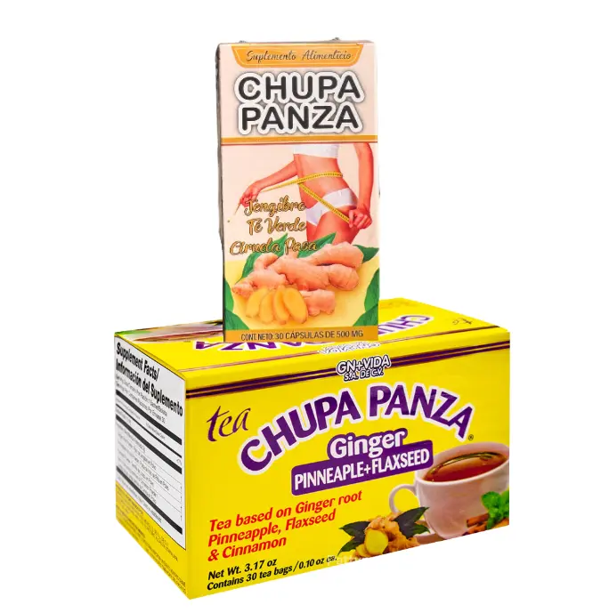 GN+VIDA Chupa Panza Tea Combo - Wellness Tea Blend, Natural Caffeine-Free Ginger Digestive Nutritional Herbal Dietary Supplement Beverage, Fruit Flavor, Immune Support, 30 Bags