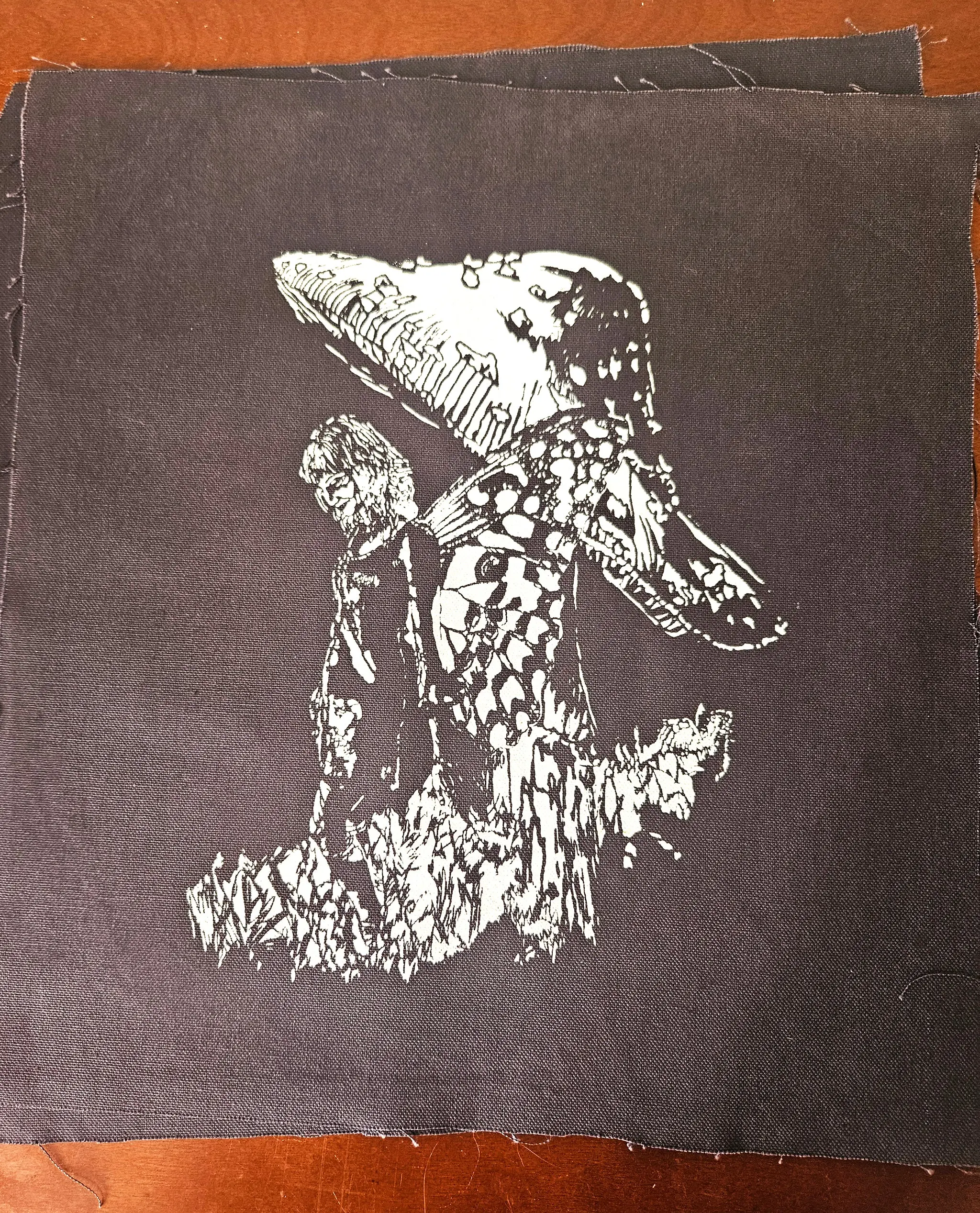 Mushroom Fairy - DIY - Sew On Patch - Navy