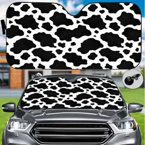 1pc Cow-Patterned Sunshade That Protects Against Wind And UV Rays, Designed to Keep Your Vehicle Cool. It Is Foldable for Convenient Storage As an Interior Accessory And Comes with Elastic Straps to Fit Most Car Models