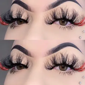 Red & Silver Glitter Eyelashes
