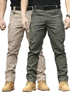 New Fall Styles Men'S Tactical Work Pants , Multi-Pocket, Durable Fabric for Hiking, Outdoor Activities, and Construction, Durable Fabric Menswear Breathable Casual Cargo Day Big Small Zipper Beige Black+Grey Plain