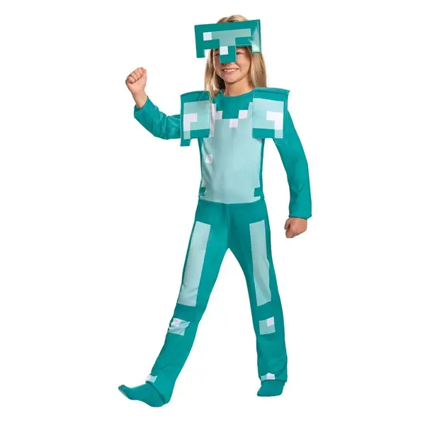 Minecraft Kid's Armor Classic Costume, Halloween, Polyester Clothes, Jumpsuit, Full Body