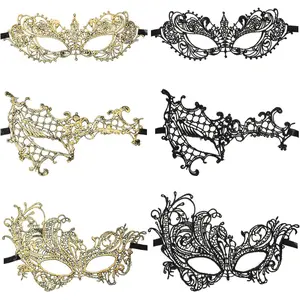 Cindeer 6 Pcs Masquerade Mask for Couples Women and Men Venetian Lace Mask for Prom Ball Masquerade Party