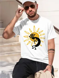 kokopelli 2026 new model Black/White Tee Stylish & Comfortable Loose Crew Neck Short Sleeve T-shirts Versatile On Trend Eye Catching Printed Graphic Casual Tee for Daily Wear Outings & Leisure