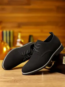 Men's Elegant Suede Lace-Up Formal Oxford Shoes, Round Toe Low Top Casual Outdoor Wear, Stylish Business Office Footwear for Daily Use