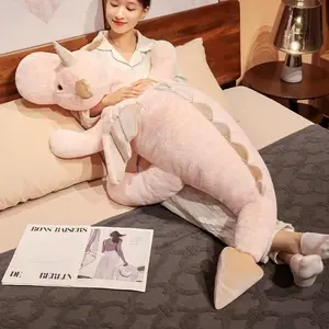 Cartoon Giant Flying Dragon White Pink Snow Dragon Plush Dinosaur Plushie Toy Soft Stuffed Animal Doll Big Sleep Pillow Kid Gift
