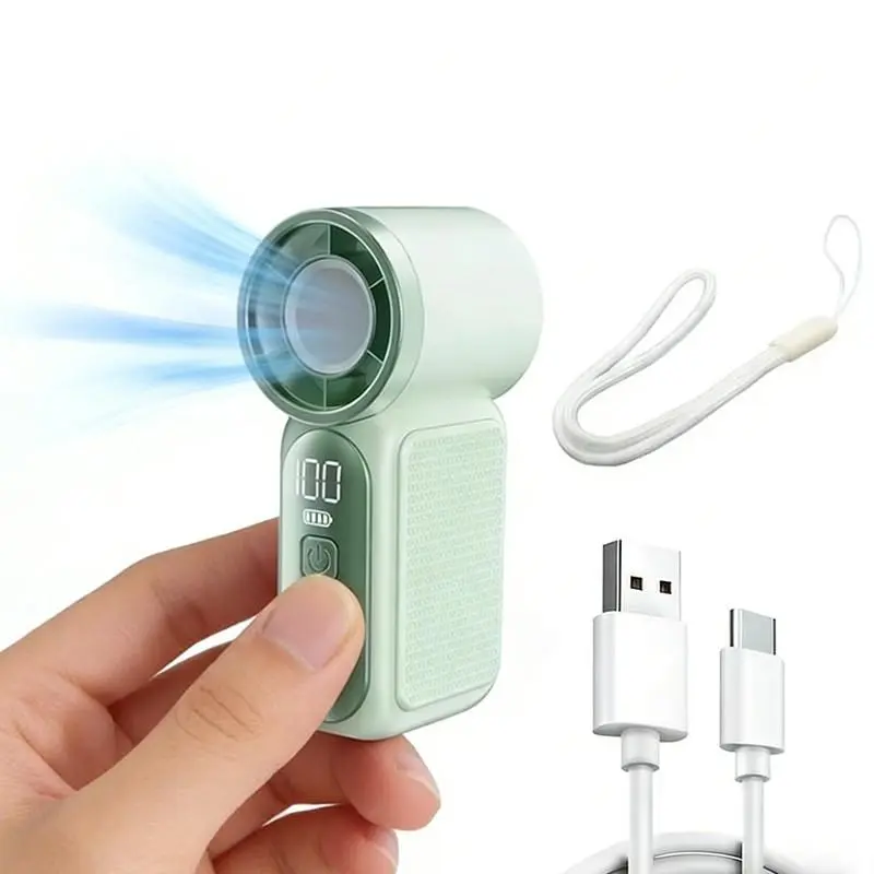 Portable Handheld Mini Fan, 6 Speeds 16900 RPM High Velocity Personal Fan with LED Display, USB Rechargeable, Mini Fan with Lanyard for Makeup, Travel, Outdoor Fan for Women Girl Gift, #fathersdaygift
