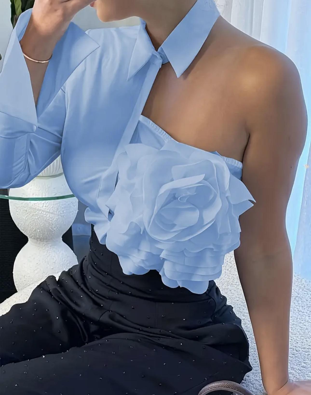 White Blouse With A One-shoulder TOP