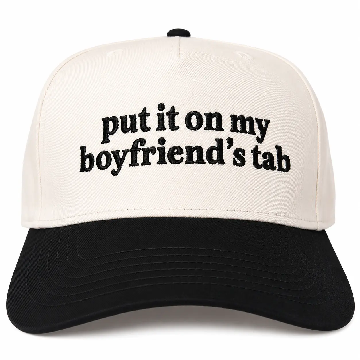 Women's "Put It On My Boyfriend’s Tab" Embroidered Trucker Hat - 2-Tone Adjustable Snapback, Summerwins Dad Style Cool Hat, Fashion Clothes Accessory, Adjustable Snapback Cap