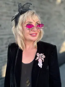 Pink Orchid Brooch with Beads - Fashion Accessory