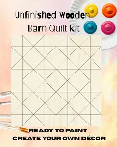 Unfinished Wooden Barn Quilt Block: HST Fun DIY Kit | DIY Kit for Women Paintable Wood Quilts