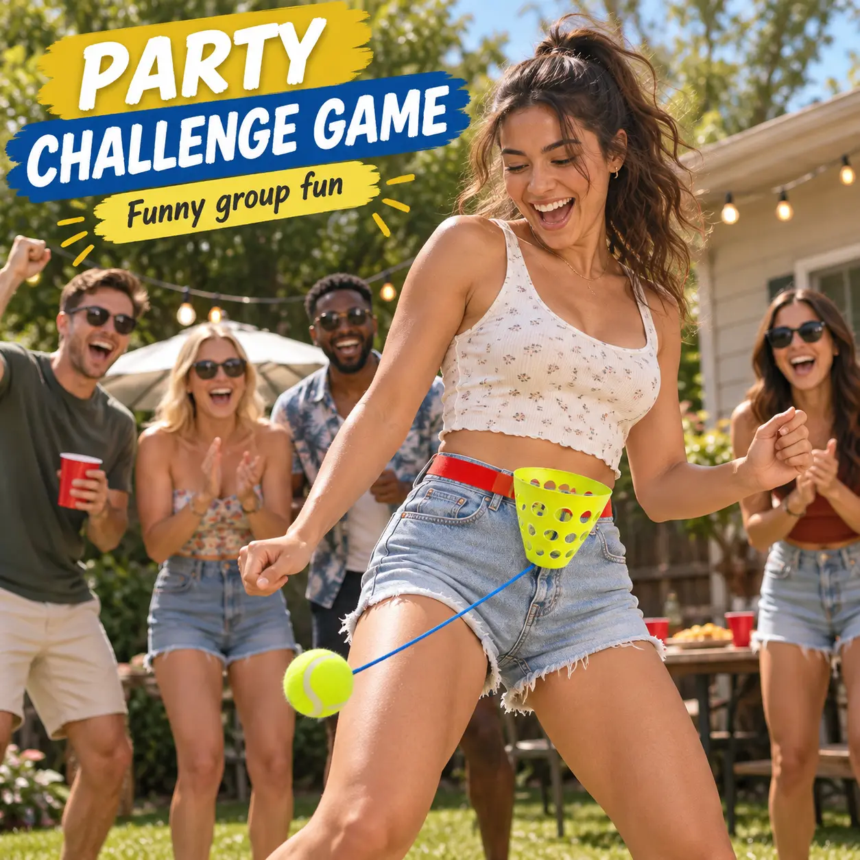 Waist Swing Ball Game Set, Swing Bucket Game with Waist Belt Basket and Hanging Ball, Interactive Catch Ball Party Game for Adults, Funny Multiplayer Game for Family Gatherings, Outdoor Parties, Carnivals and Group Activities