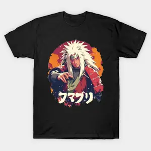 Naruto - Jiraiya Crew Neck Short Sleeve Anime Graphic Print Cotton T-Shirt Unisex Breathable Streatwear Casual Tee