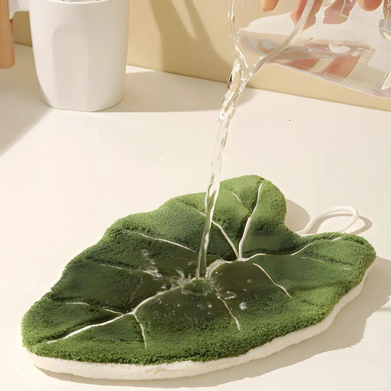Elephant Ear Plant Shaped Towel,4-Layer Thickened Coral Fleece Hand Towel,Unique Leaf,Bedroom Decor,Extra thick and absorbent | Luxuriously Soft and Absorbent Coral Fleece Hand Towel for Bathroom & Kitchen and Daily use decorative,Home Essentials