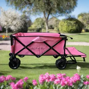 Folding Garden Cart with 360° Swivel Wheels, Large Load Capacity, Pink