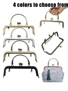 Metal Purse Frame With Handle – Vintage Style Kiss Clasp Lock Frame For Diy Bag Making,Embossed Arch Handle Purse Frame Accessories For Clutch/Tote Repair Sewing For Crafting Coin Purses,Wallets & Crossbody Bags,Handmade Enthusiasts,Fashion Designers