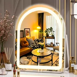 1pc Smart Touch 360° Rotating LED Vanity Mirror, USB Powered Glass Makeup Mirror with Dimmable Lighting for Bedroom, Dressing Room, Cloakroom, Photo Studio - Handcrafted Gift Idea Decor