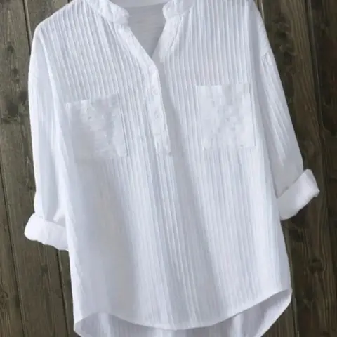 Women's Plain Button-Front High-Low Hem Shirt, Blouse, Button Blouse Shirts, Casual Solid Shirt, Casual Long-Sleeve Notched Neck Top for Daily Wear, Ladies Clothes for All Seasons